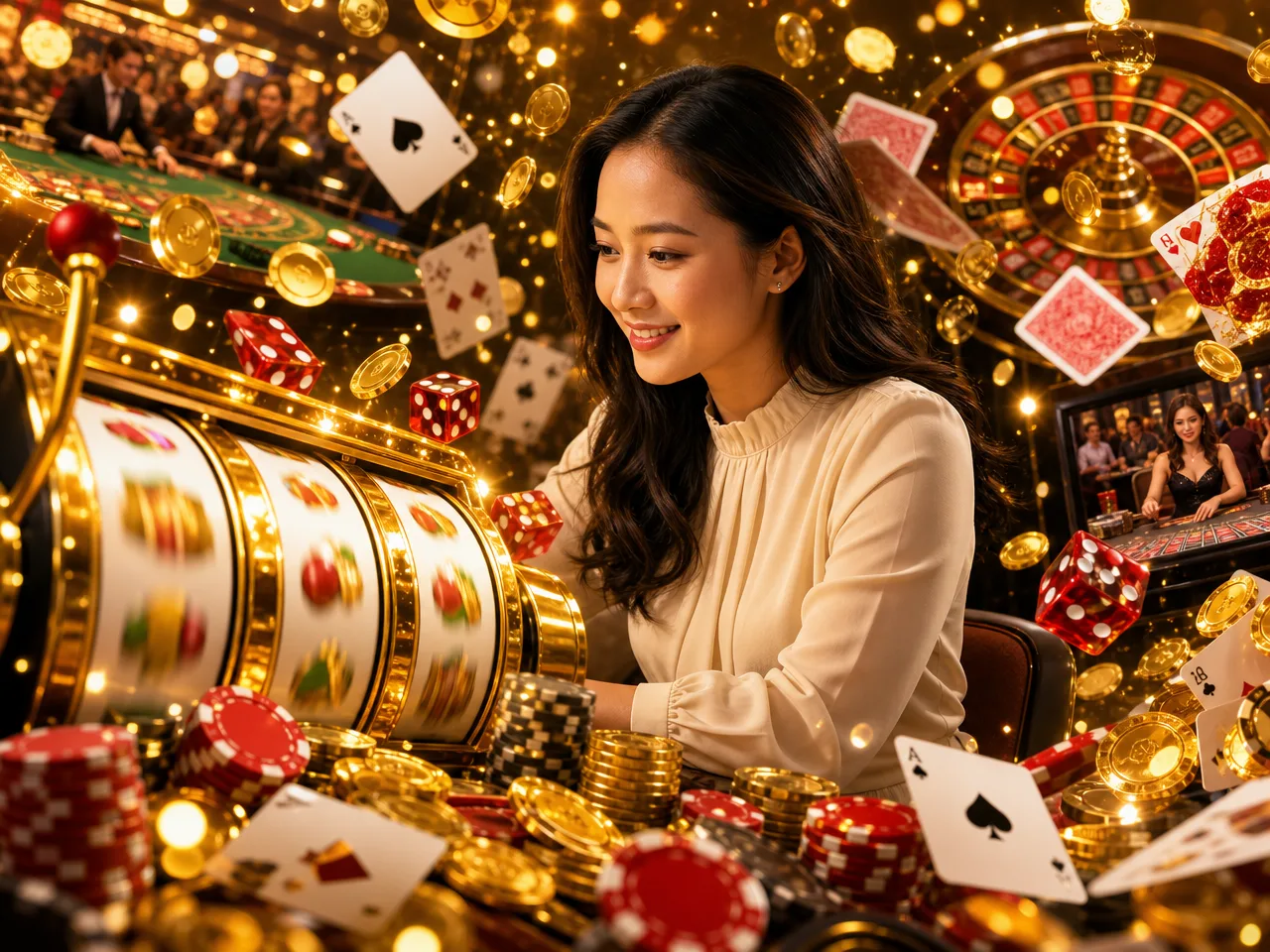 Every Kind of Casino Game, All Under One Cyl88 Account. From spinning reels to live dealer tables, Cyl88 Ma… – gold slots collage illustration